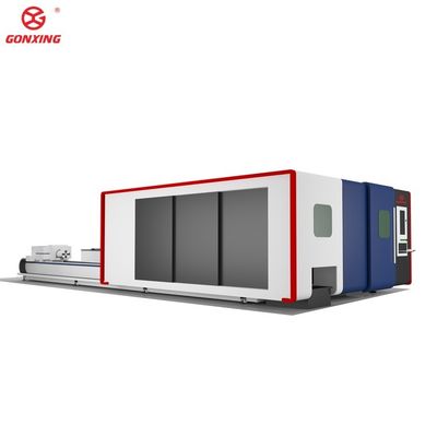 Máquina de corte por láser de lámina y tubo de metal industrial de doble mesa de 3000w con guía HIWIN