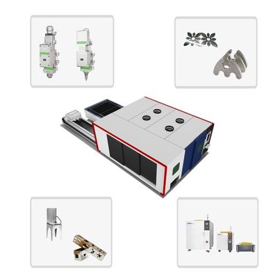Máquina de corte por láser de lámina y tubo de metal industrial de doble mesa de 3000w con guía HIWIN