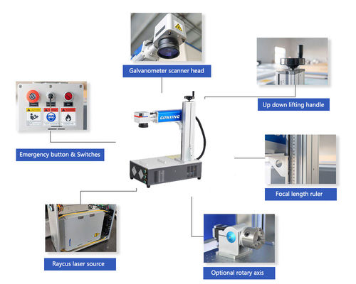 20w 30w 50w Máquina de marcado por láser de fibra para bolígrafo 3D 2D Velocidad máxima de marcado 700mm/s Modo de enfriamiento Refrigeración por aire GONXING